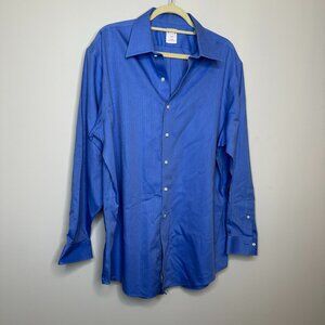 Brooks Brothers Blue 346 Non-Iron All Cotton Button Front Shirt 17-4/5